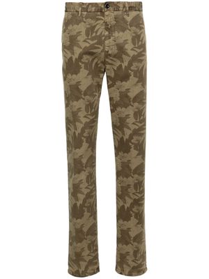 Incotex floral-print twill trousers - Green