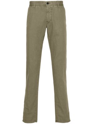 Incotex herringbone slim-cut trousers - Green