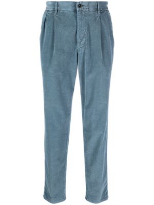 Incotex logo-embroidered corduroy trousers - Blue