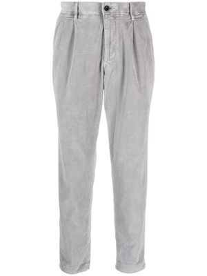 Incotex logo-embroidered corduroy trousers - Grey