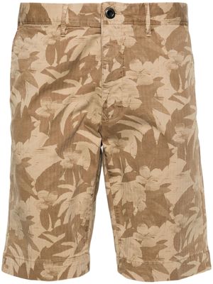 Incotex logo-embroidered floral-print chino shorts - Neutrals