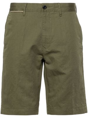 Incotex logo-embroidered linen-blend chino shorts - Green