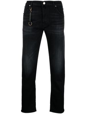 Incotex logo-patch slim-cut jeans - Black