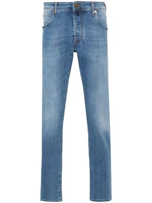 Incotex logo-patch tapered jeans - Blue