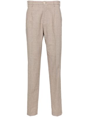 Incotex mini-check straight-leg trousers - Brown