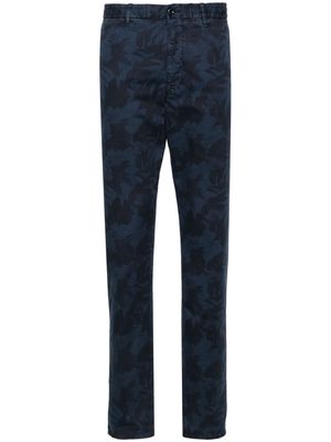Incotex palm-print tapered trousers - Blue