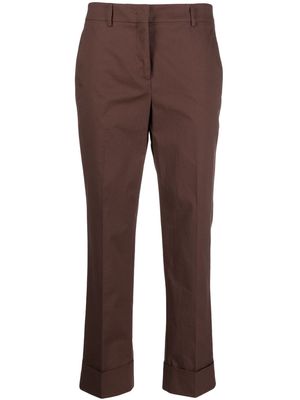 Incotex pressed-crease cropped trousers - Brown