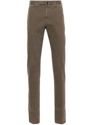 Incotex striped mid-rise tailored trousers - Grey