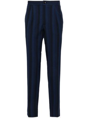 Incotex striped mid-rise tapered trousers - Black