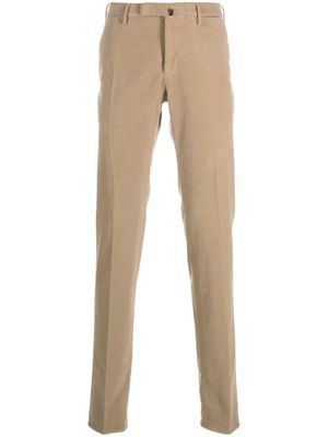 Incotex tapered-leg velour trousers - Neutrals