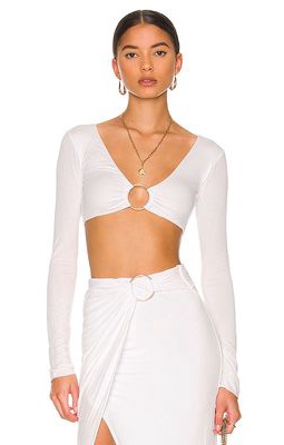 Indah Layla Long Sleeve Top in White