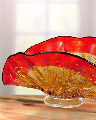 Indiana Shell Hand-Blown Art Glass Vase