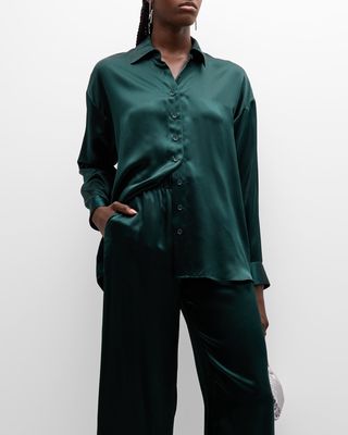 Indiana Silk Button-Front Blouse