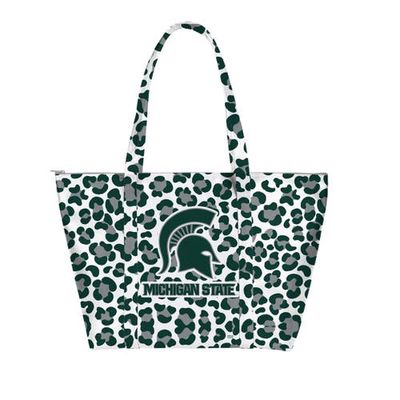 INDIGO FALLS Michigan State Spartans Leopard Weekender Tote Bag in Green