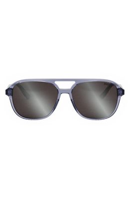 InDior N1I 57mm Pilot Sunglasses in Shiny Light Blue /Smoke