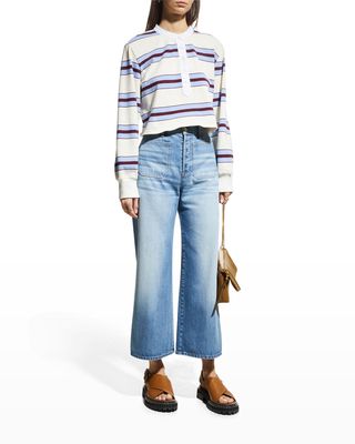 Indri Striped Cropped Rugby Shirt