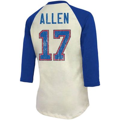 INDUSTRY RAG Women's Fanatics Branded Josh Allen Cream/Royal Buffalo Bills Player Raglan Name & Number Fitted 3/4-Sleeve T-Shirt
