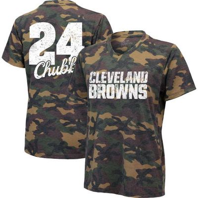 INDUSTRY RAG Women's Majestic Threads Nick Chubb Camo Cleveland Browns Name & Number V-Neck Tri-Blend T-Shirt