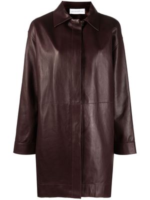Inès & Maréchal concealed-fastening leather coat - Purple