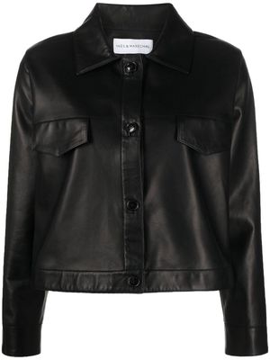 Inès & Maréchal cropped leather jacket - Black