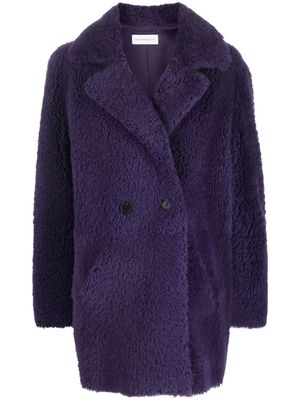 Inès & Maréchal shearling double-breasted coat - Purple