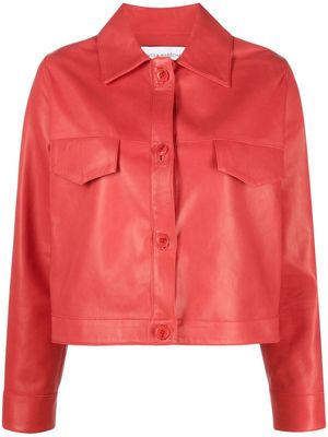 Inès & Maréchal two-pocket cropped leather jacket - Red