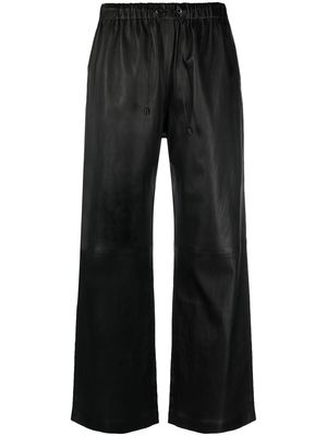 Inès & Maréchal wide drawstring leather trousers - Black