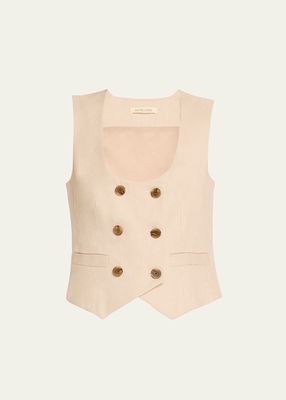 Ines Scoop-Neck Double-Breasted Waistcoat