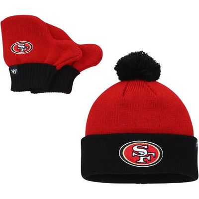 Infant '47 Scarlet/Gold San Francisco 49ers Bam Bam Cuffed Knit Hat With Pom and Mittens Set