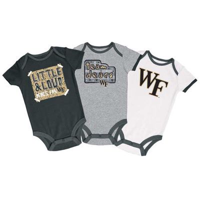Infant Champion Black/Gray/White Wake Forest Demon Deacons 3-Pack Bodysuit Set