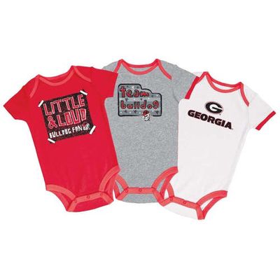 Infant Champion Red/Gray/White Georgia Bulldogs 3-Pack Bodysuit Set