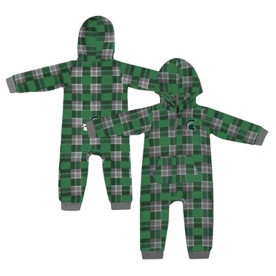 Infant Colosseum Green Michigan State Spartans Full-Zip Plaid Hoodie Long Sleeve Jumper