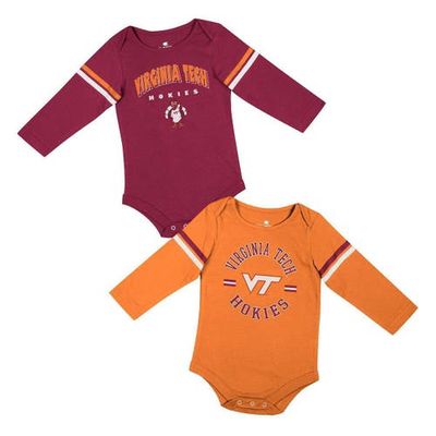 Infant Colosseum Maroon/Orange Virginia Tech Hokies Advertisement Two-Pack Long Sleeve Bodysuit Set