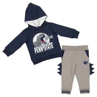 Infant Colosseum Navy/Gray Penn State Nittany Lions Dino Pullover Hoodie and Pants Set