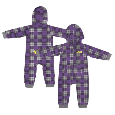 Infant Colosseum Purple LSU Tigers Full-Zip Plaid Hoodie Long Sleeve Jumper