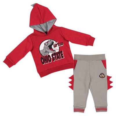 Infant Colosseum Scarlet/Gray Ohio State Buckeyes Dino Pullover Hoodie and Pants Set