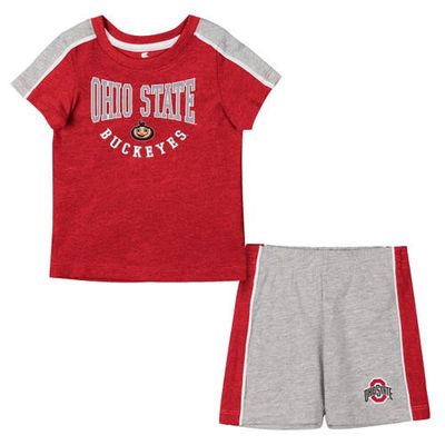 Infant Colosseum Scarlet/Heather Gray Ohio State Buckeyes Norman T-Shirt & Shorts Set