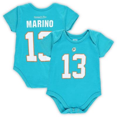 Infant Mitchell & Ness Dan Marino Aqua Miami Dolphins Mainliner Retired Player Name & Number Bodysuit