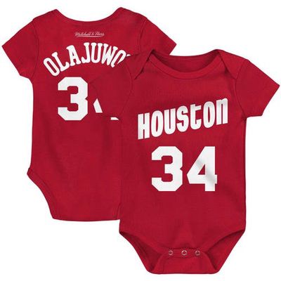 Infant Mitchell & Ness Hakeem Olajuwon Red Houston Rockets Hardwood Classics Name & Number Bodysuit