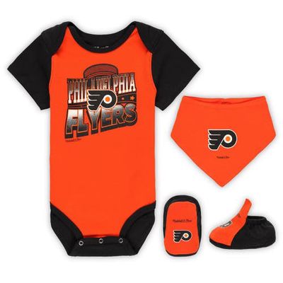Infant Mitchell & Ness Orange/Black Philadelphia Flyers Big Score 3-Pack Bodysuit
