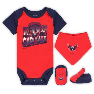 Infant Mitchell & Ness Red/Navy Washington Capitals Big Score 3-Pack Bodysuit