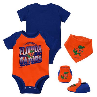Infant Mitchell & Ness Royal/Orange Florida Gators 3-Pack Bodysuit