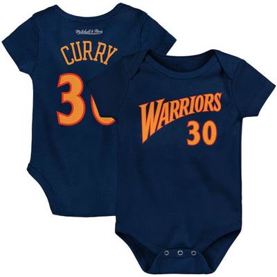 Infant Mitchell & Ness Stephen Curry Navy Golden State Warriors Hardwood Classics Name & Number Bodysuit