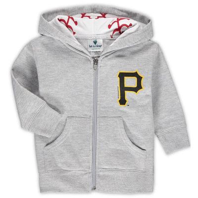Infant Soft as a Grape Heathered Gray Pittsburgh Pirates Baseball Print Full-Zip Hoodie in Heather Gray