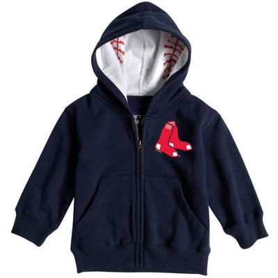 Infant Soft as a Grape Navy Boston Red Sox Baseball Print Full-Zip Hoodie
