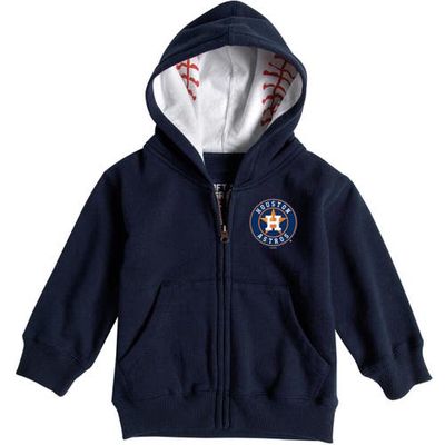 Infant Soft as a Grape Navy Houston Astros Baseball Print Full-Zip Hoodie
