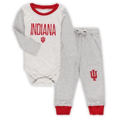 Infant Wes & Willy Heather Gray Indiana Hoosiers Jie Jie Long Sleeve Bodysuit & Pants Set