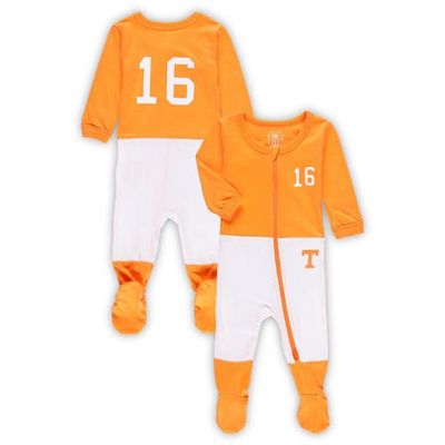 Infant Wes & Willy Tennessee Orange Tennessee Volunteers #16 Football Uniform Full-Zip Footed Jumper