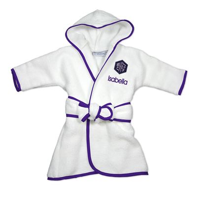 Infant White Charlotte Hornets Logo Personalized Robe