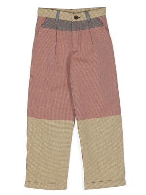 INFANTIUM VICTORIA colour-block organic-cotton trousers - Brown